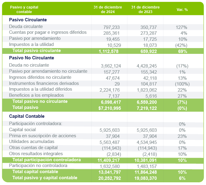 Gráfico capital contable